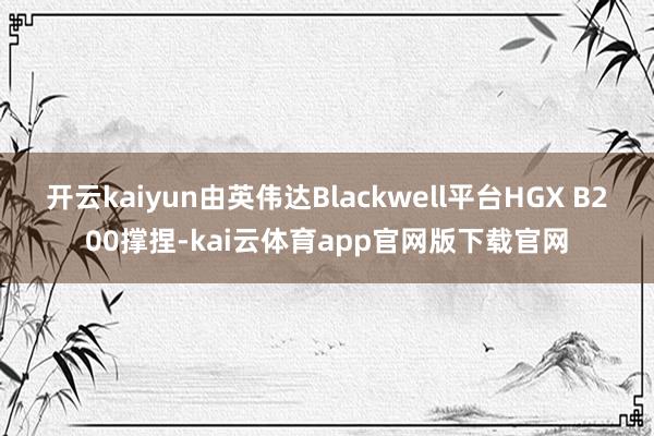 开云kaiyun由英伟达Blackwell平台HGX B200撑捏-kai云体育app官网版下载官网