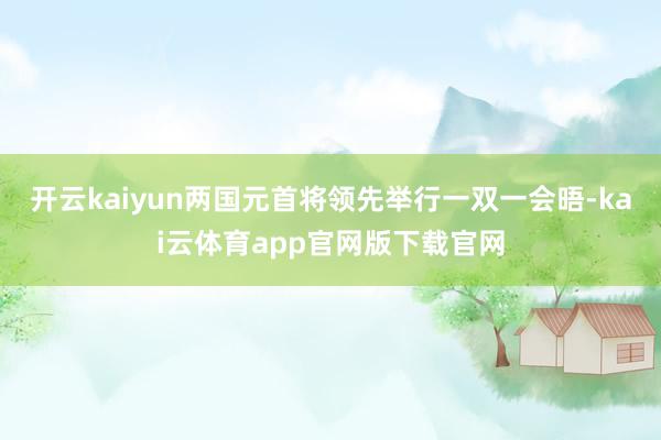 开云kaiyun两国元首将领先举行一双一会晤-kai云体育app官网版下载官网